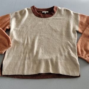 Madewell Color block beige/ Payton Pullover Sweater in Coziest Yarn Size Medium
